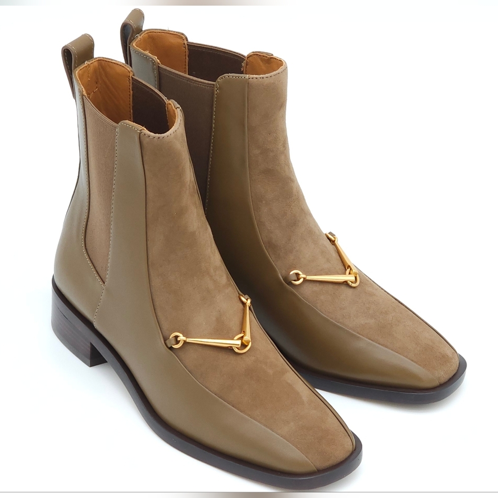 TORY BURCH Size 5 Equestrian Link Chelsea Ankle‎ Leather Boot